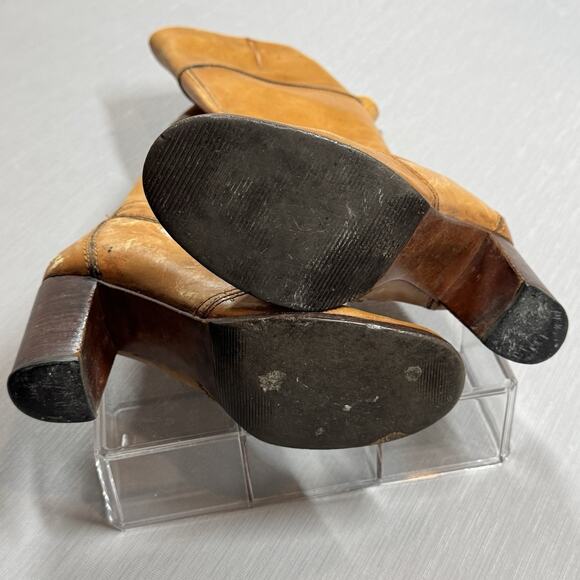 Chandler’s Campus Boots Knee High Tan Leather Vtg 70s 80’s Riding Sz 6.5 Camel - Picture 10 of 16